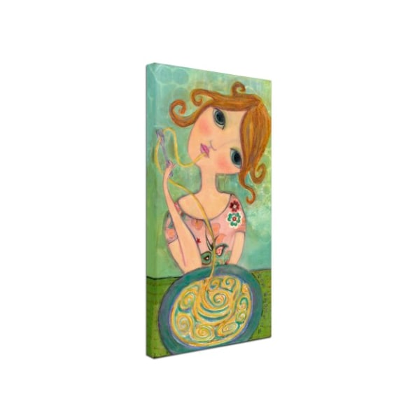 Wyanne 'Big Eyed Girl Bon Appetit' Canvas Art,24x47